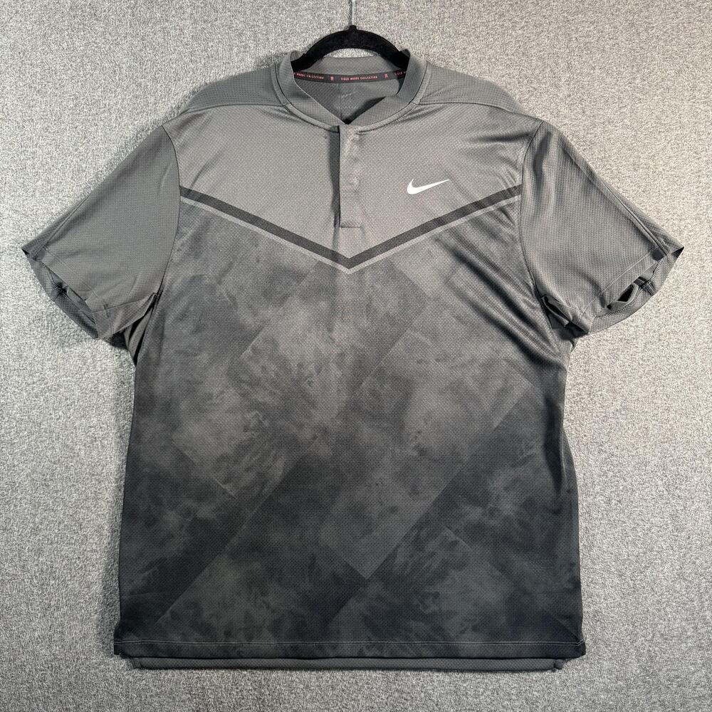 Nike Polo Shirt Mens XL Gray Tiger Woods Dri-FIT ADV Blade Collar Golf